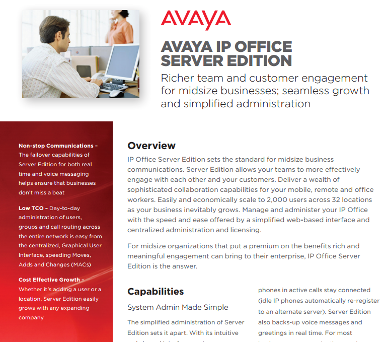 Avaya IP Office Server Edition Data Sheet - Laketec